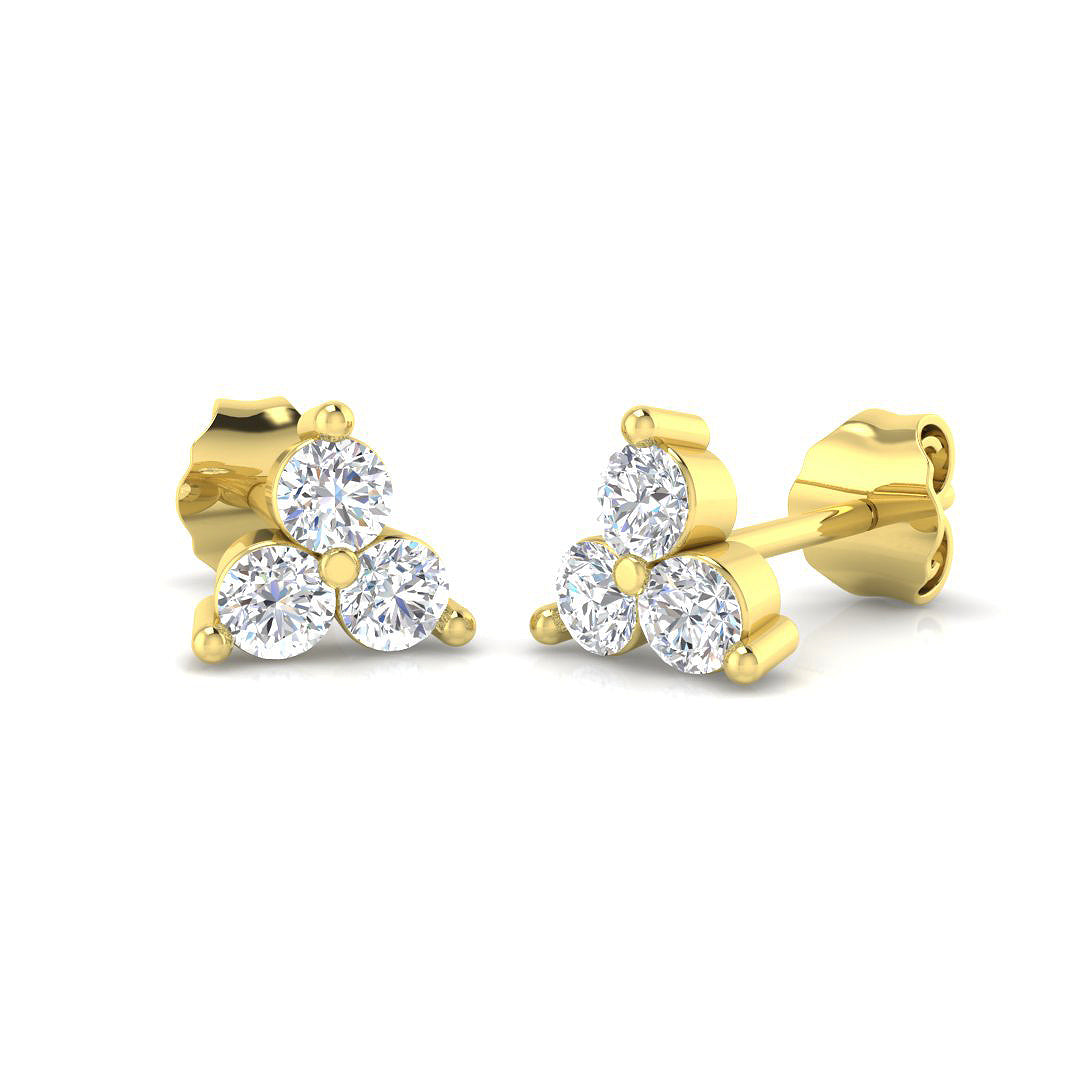 9ct Yellow Gold Round Lab Grown Diamond Earrings 1