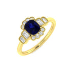 9ct Yellow Gold Baguette and Cushion Blue Sapphire and Diamond Ring 1