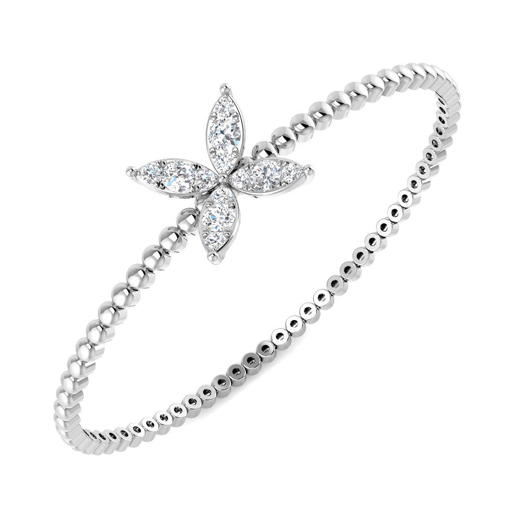 9ct White Gold Round Lab Grown Diamond Bangle 1