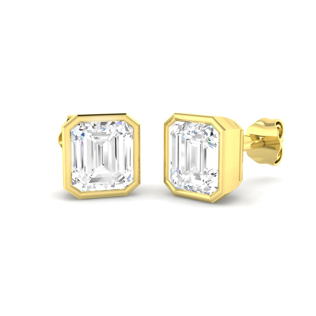 9ct Yellow Gold Radiant Lab Grown Diamond Earrings 1