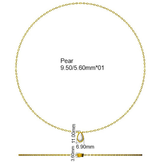 9ct Yellow Gold Pear Lab Grown Diamond Necklace 2