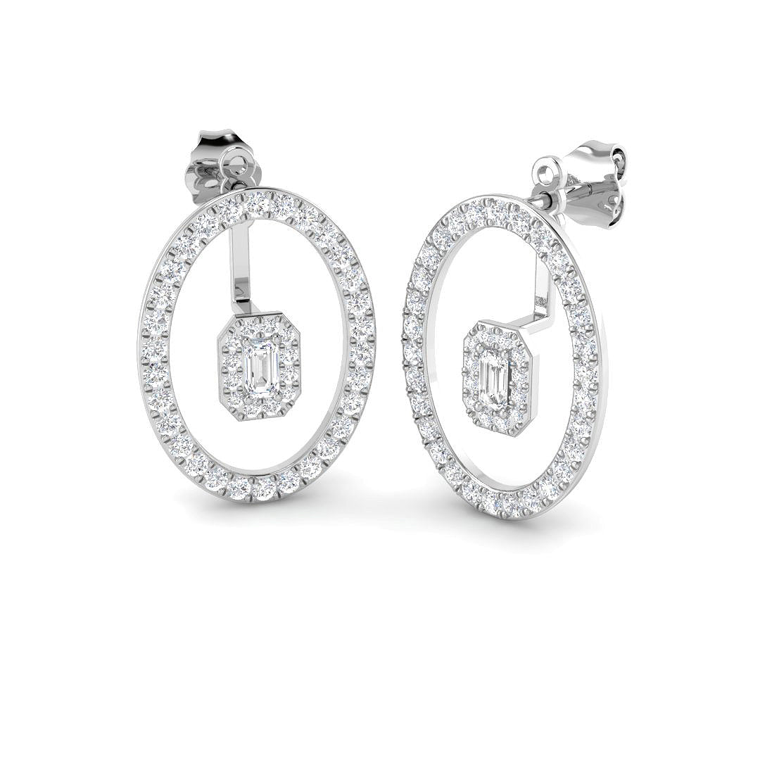 9ct White Gold Emerald Cut Lab Grown Diamond Earrings 1