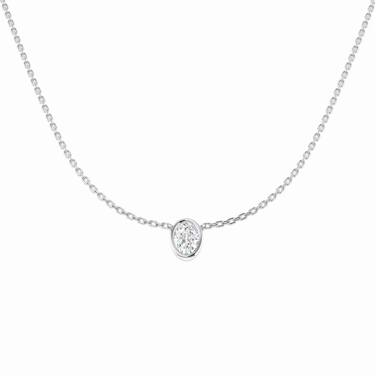 9ct White Gold Oval Lab Grown Diamond Necklace 1