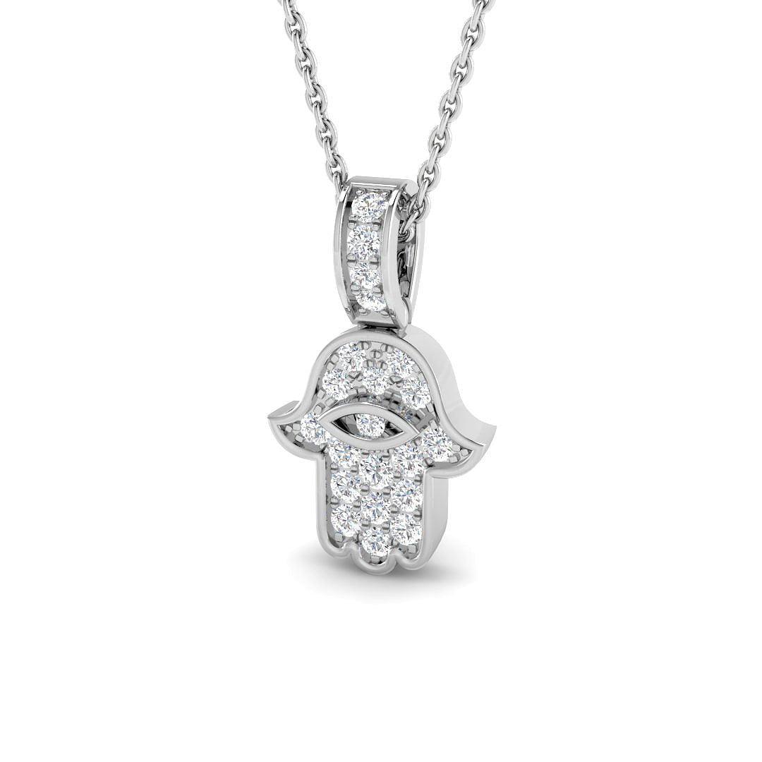 9ct White Gold Round Lab Grown Diamond Pendant 1