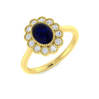 9ct Yellow Gold Oval Blue Sapphire and Diamond Ring 1