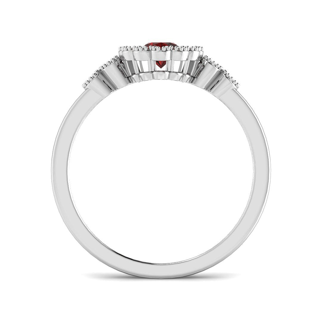 9ct White Gold Oval Ruby and Diamond Ring 2