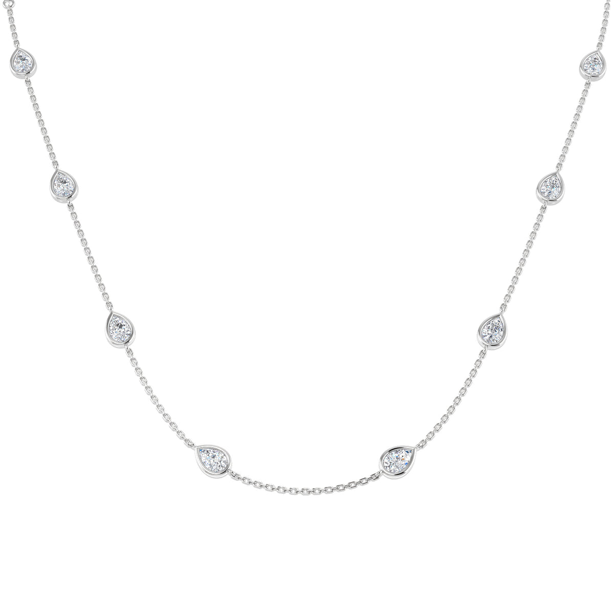 9ct White Gold Pear Lab Grown Diamond Necklace 1