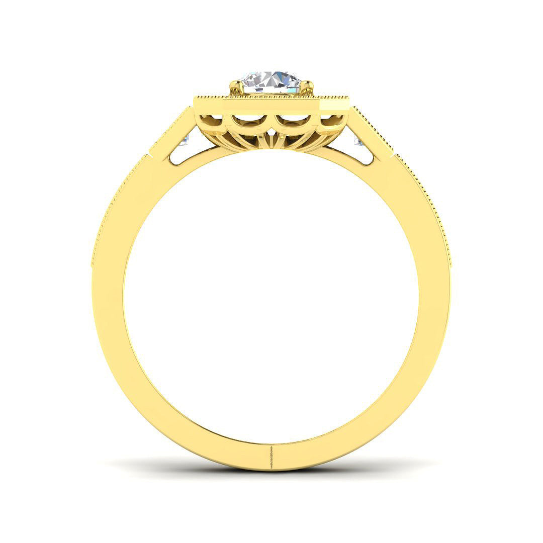 9ct Yellow Gold Round Lab Grown Diamond Ring 2