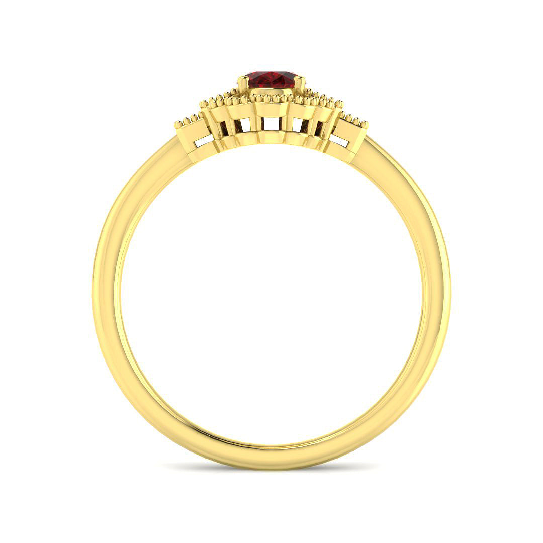 9ct Yellow Gold Baguette and Oval Ruby and Diamond Ring 2