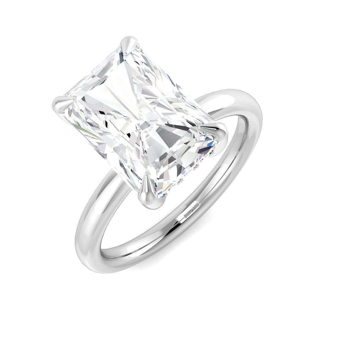 9ct White Gold Radiant Lab Grown Diamond Ring 1