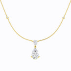 9ct Yellow Gold Pear Lab Grown Diamond Necklace 1