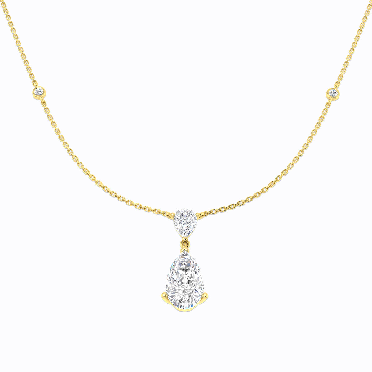 9ct Yellow Gold Pear Lab Grown Diamond Necklace 1