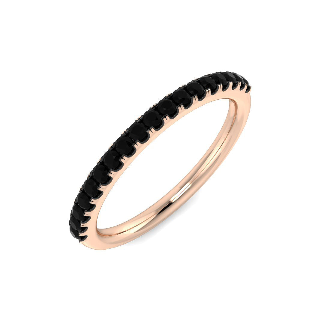 18ct Rose Gold Round Black Diamond Ring 1