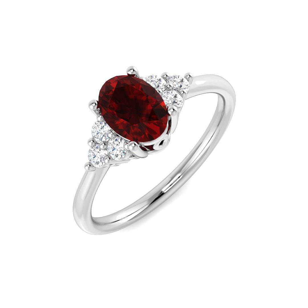 9ct White Gold Oval Ruby and Diamond Ring 1
