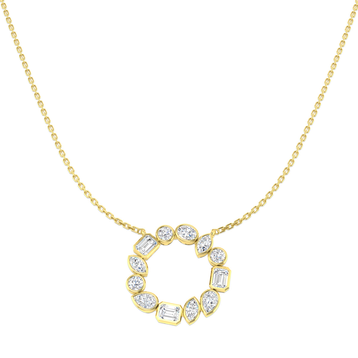 9ct Yellow Gold Emerald Cut and Marquise and Oval and Pear Lab Grown Diamond Necklace 1