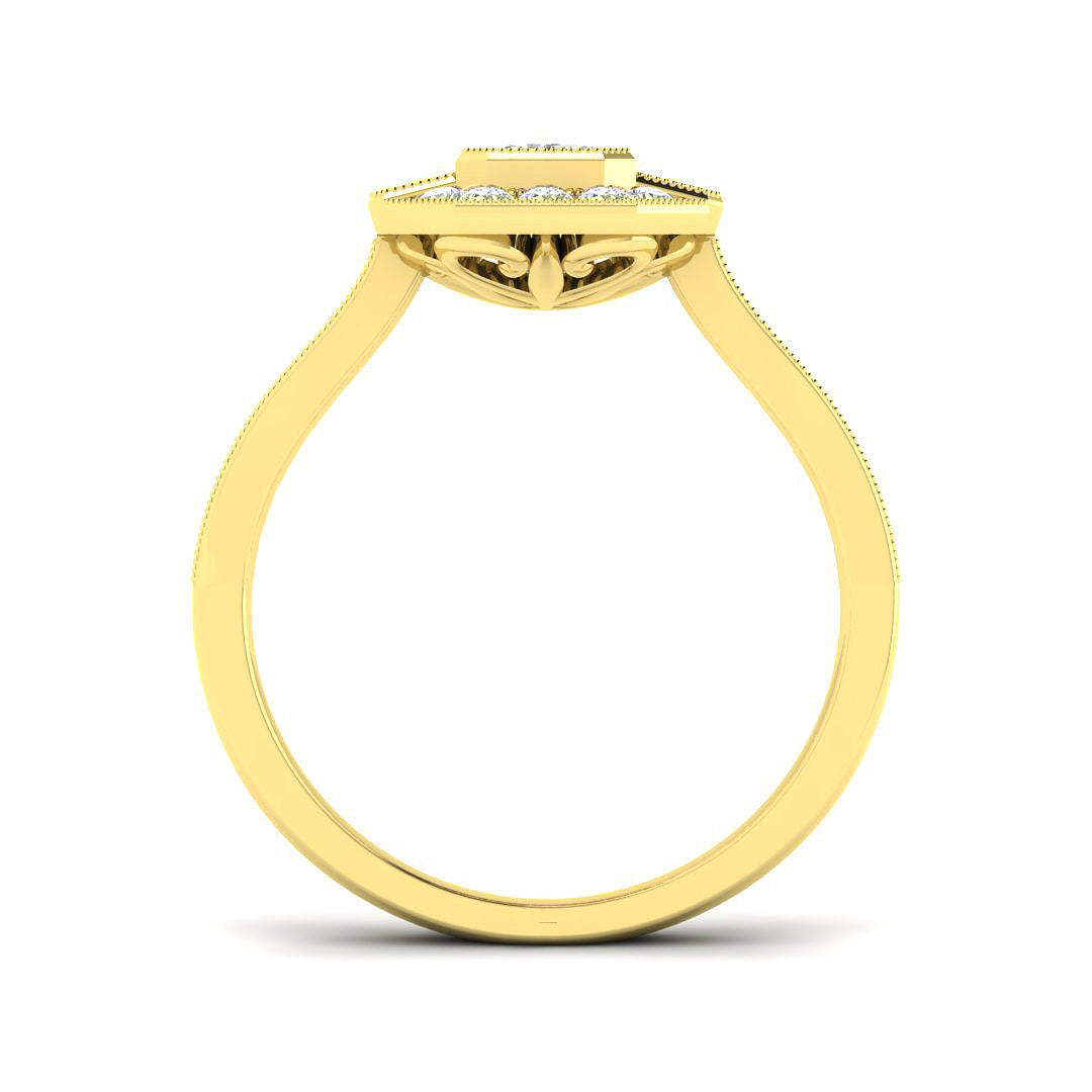 9ct Yellow Gold Emerald Cut Lab Grown Diamond Ring 2