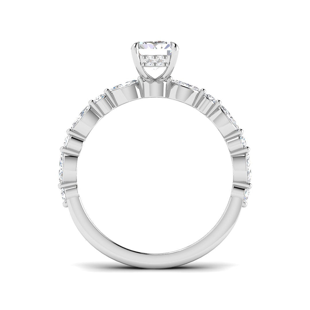 9ct White Gold Marquise and Radiant Lab Grown Diamond Ring 2