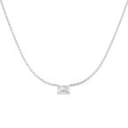 9ct White Gold Emerald Cut Lab Grown Diamond Necklace 1