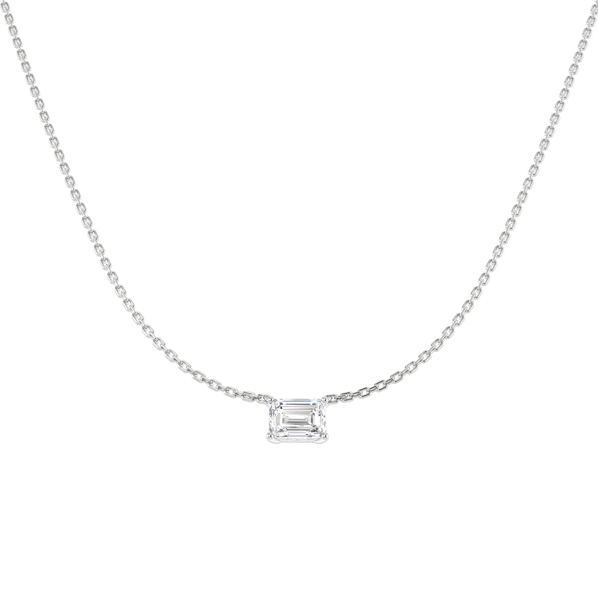 9ct White Gold Emerald Cut Lab Grown Diamond Necklace 1