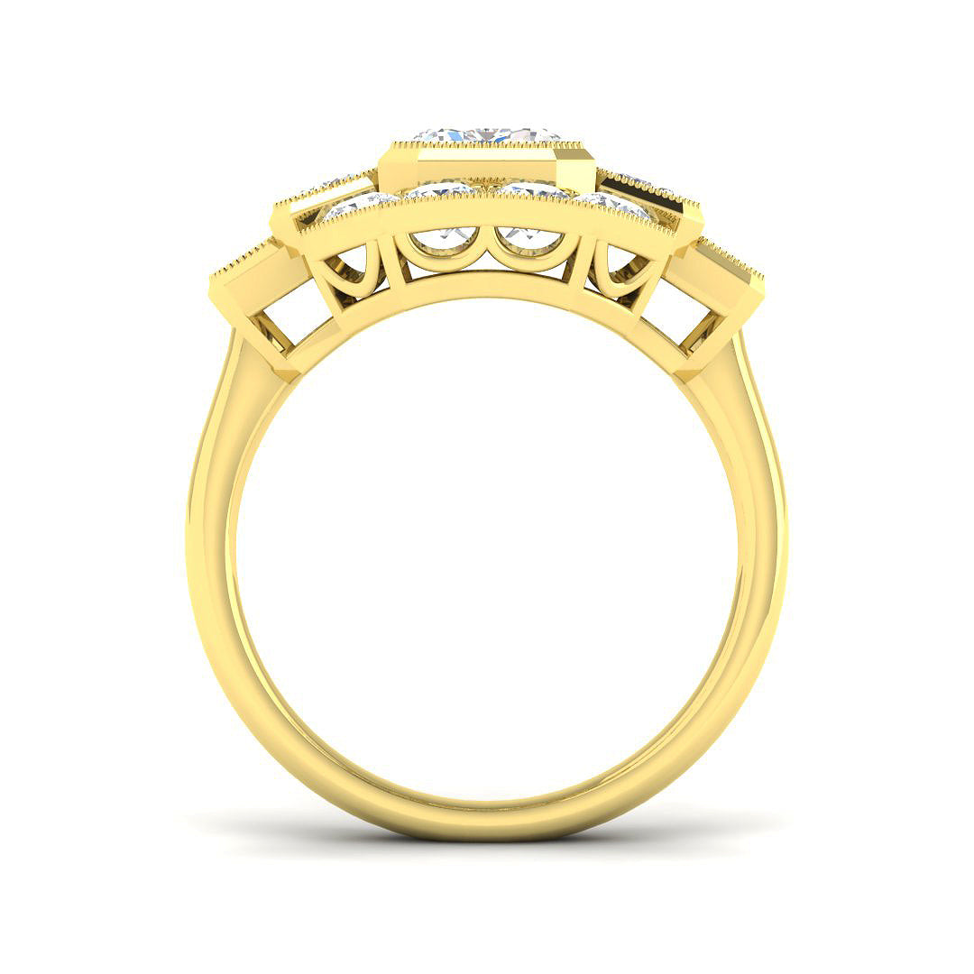 9ct Yellow Gold Emerald Cut Lab Grown Diamond Ring 2