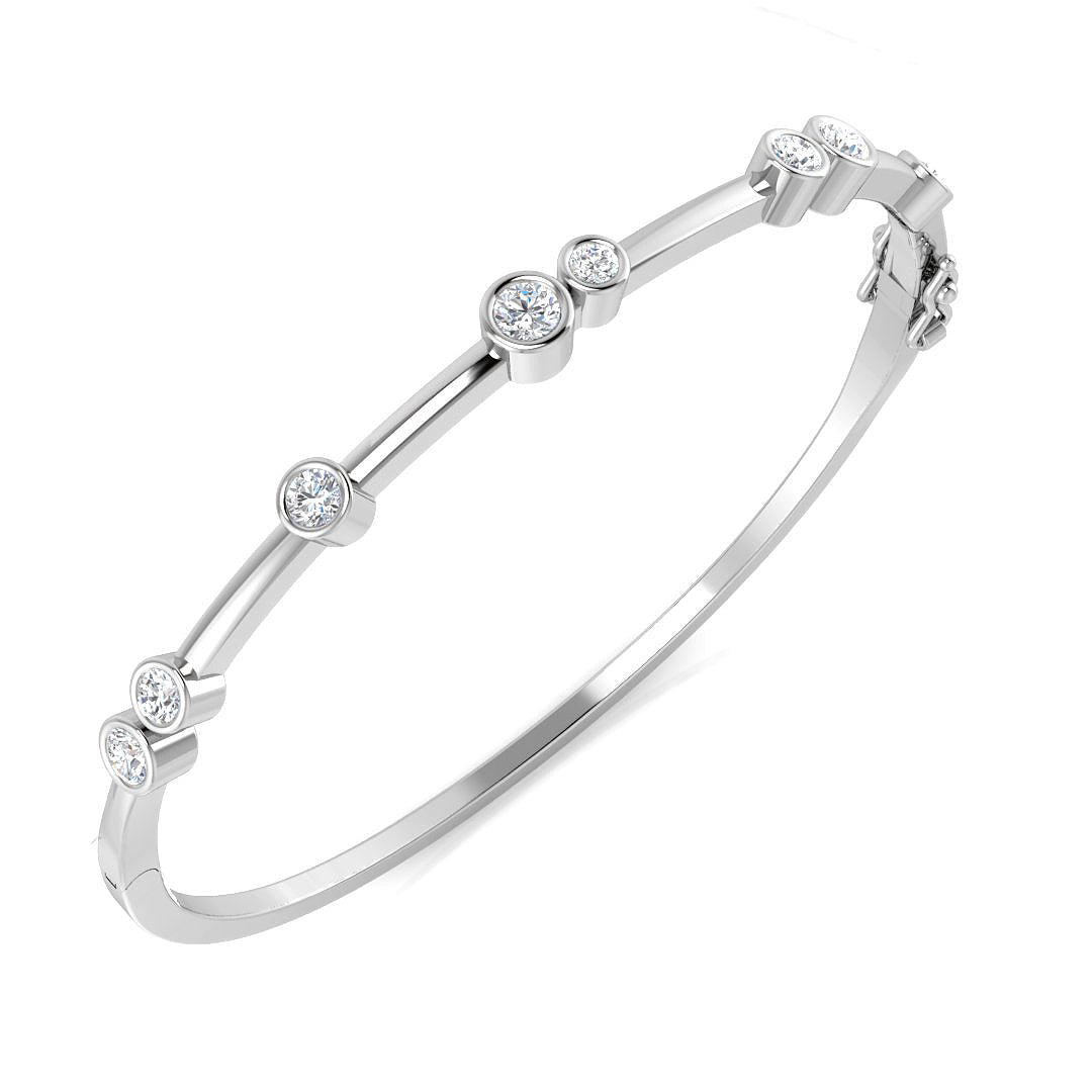 9ct White Gold Round Lab Grown Diamond Bangle 1