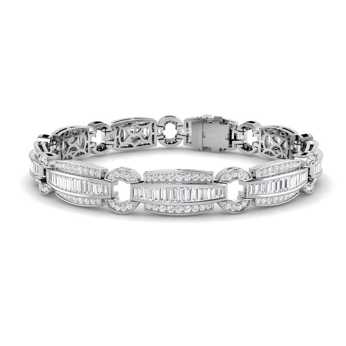 9ct White Gold Baguette Lab Grown Diamond Bracelet 1