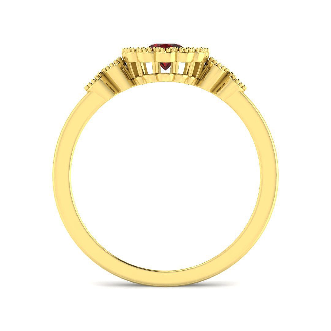 9ct Yellow Gold Oval Ruby and Diamond Ring 2