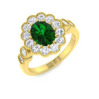 18ct Yellow Gold Oval Emerald and Diamond Ring 1