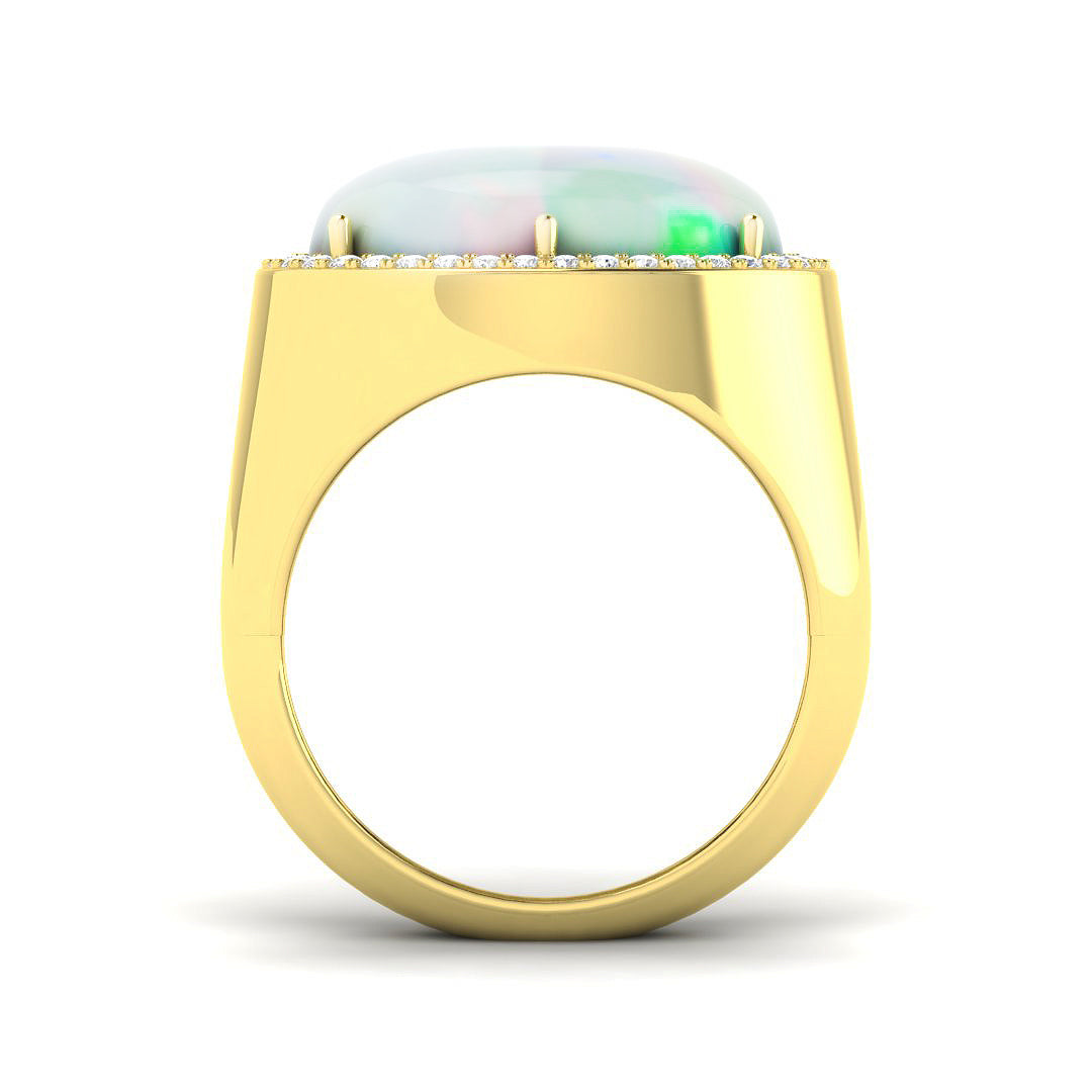9ct Yellow Gold Oval Opal and Diamond Ring 2