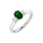 9ct White Gold Oval Emerald and Diamond Ring 1