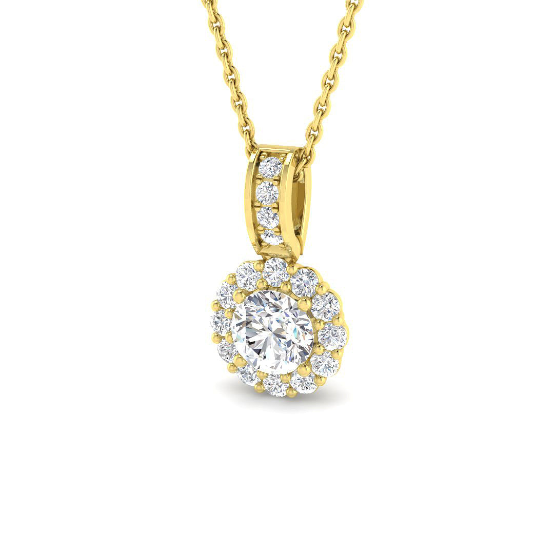 9ct Yellow Gold Round Lab Grown Diamond Pendant 1