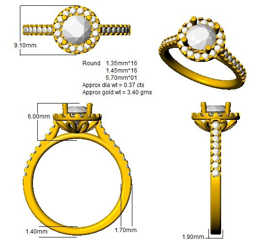 9ct Yellow Gold Round Lab Grown Diamond Ring 3