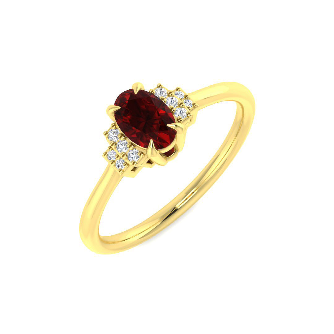 9ct Yellow Gold Oval Ruby and Diamond Ring 1