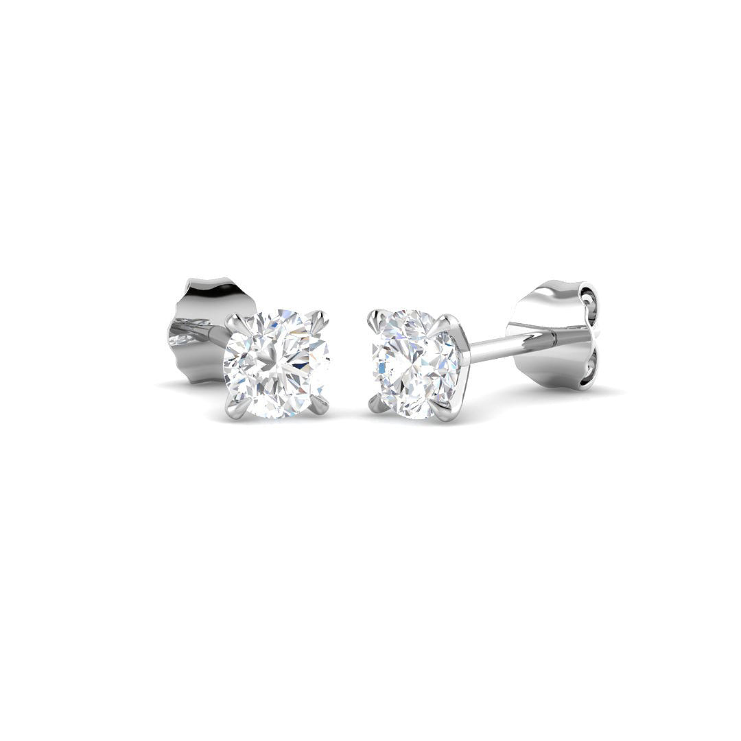 9ct White Gold Round Lab Grown Diamond Earrings 1
