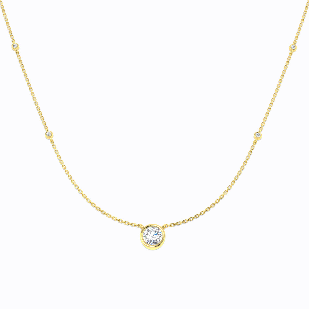 9ct Yellow Gold Round Lab Grown Diamond Necklace 1