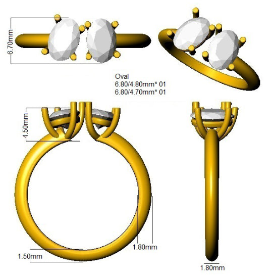 Platinum Oval Lab Grown Diamond Ring 3