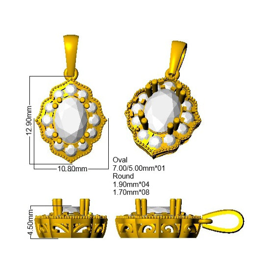9ct Yellow Gold Oval Lab Grown Diamond Pendant 2
