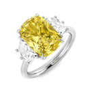 Platinum Cadillac and Cushion Lab Grown Diamond and Lab Yellow Diamond Ring 1