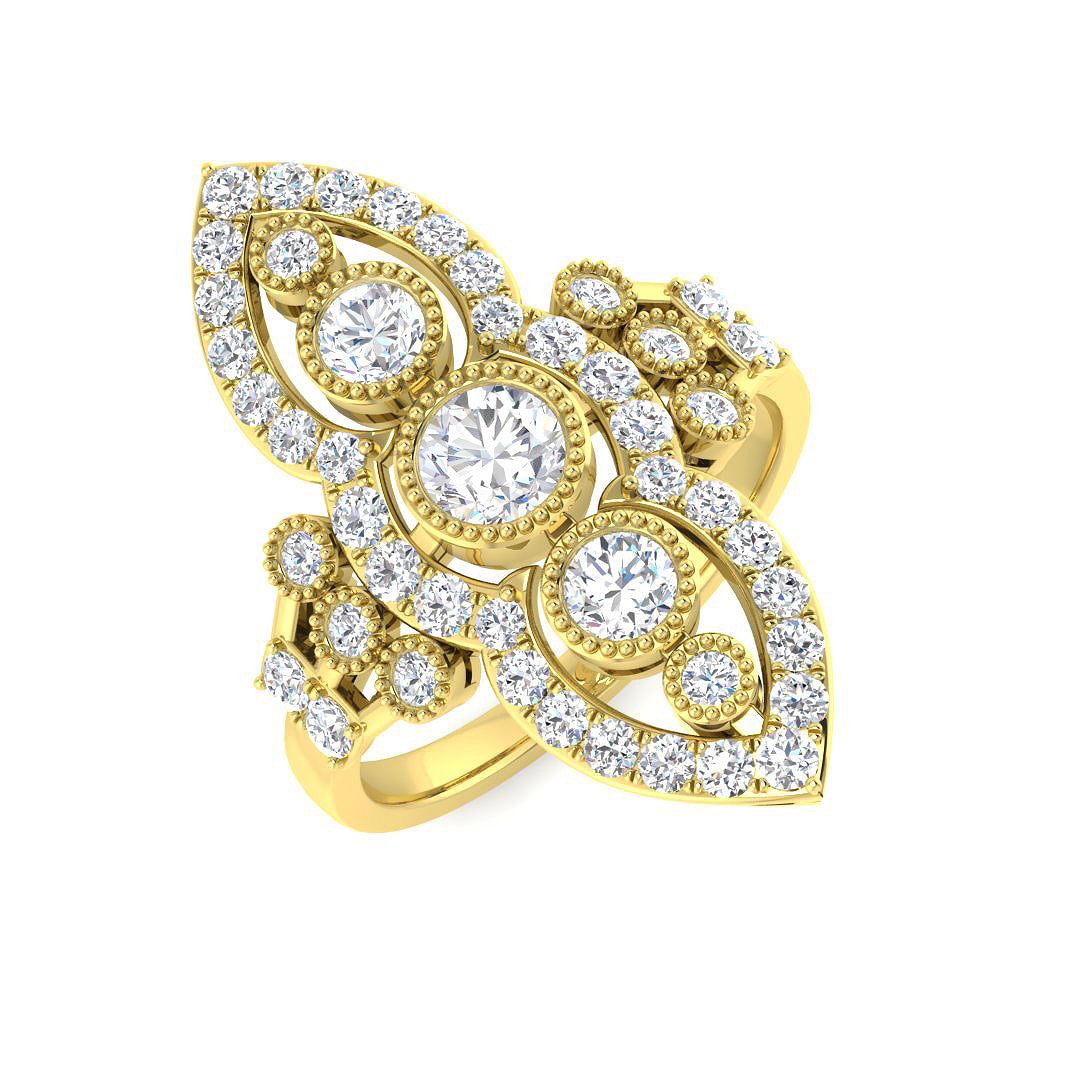 9ct Yellow Gold Round Cvd Old Cut Ring 1
