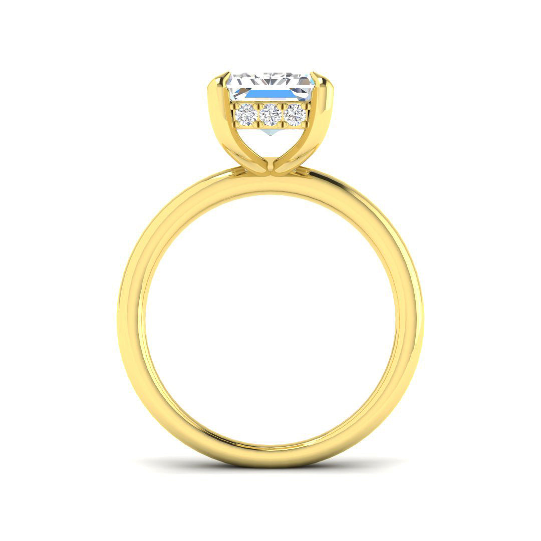 9ct Yellow Gold Emerald Cut Lab Grown Diamond Ring 2