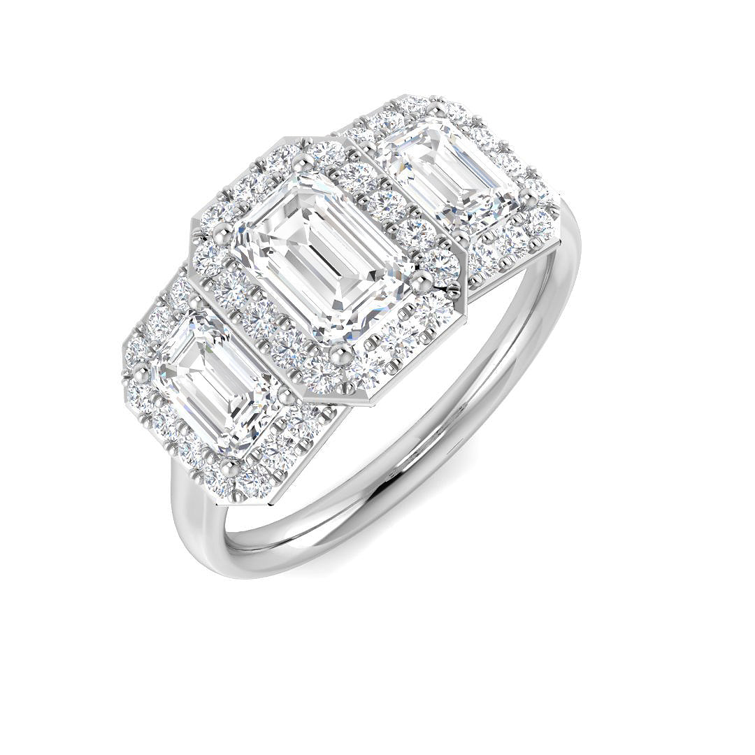 9ct White Gold Emerald Cut Lab Grown Diamond Ring 1