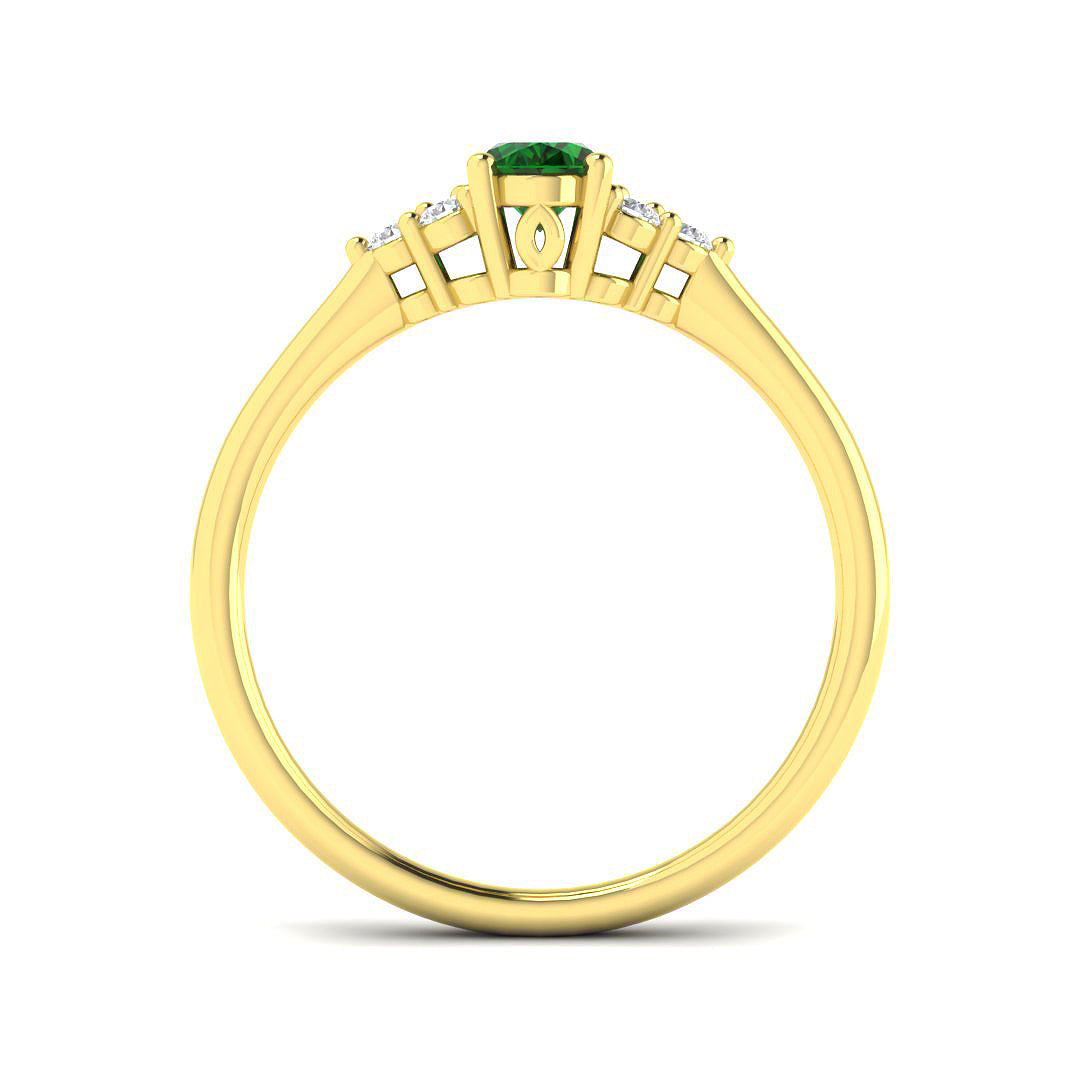 9ct Yellow Gold Oval Emerald and Diamond Ring 2