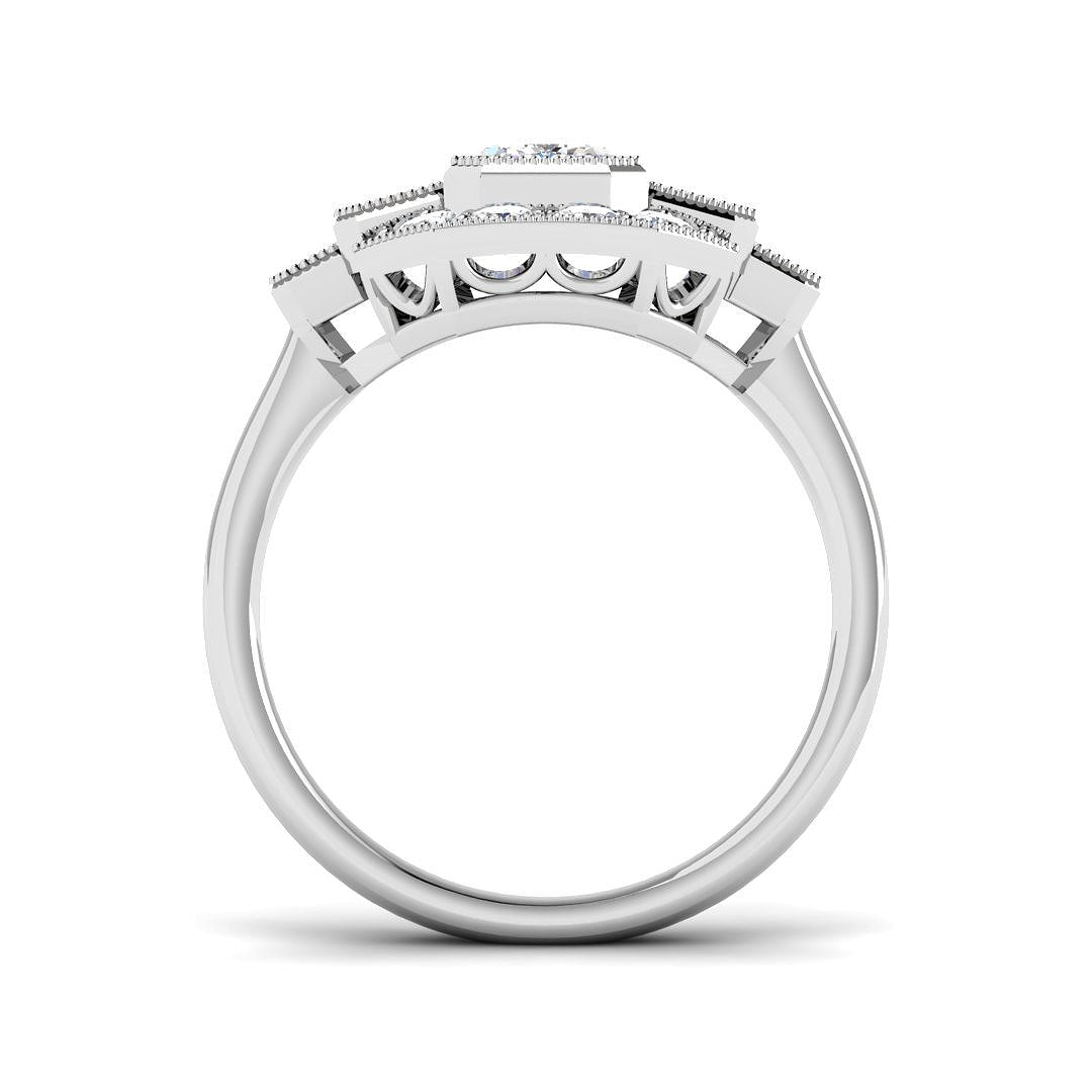 9ct White Gold Emerald Cut Lab Grown Diamond Ring 2