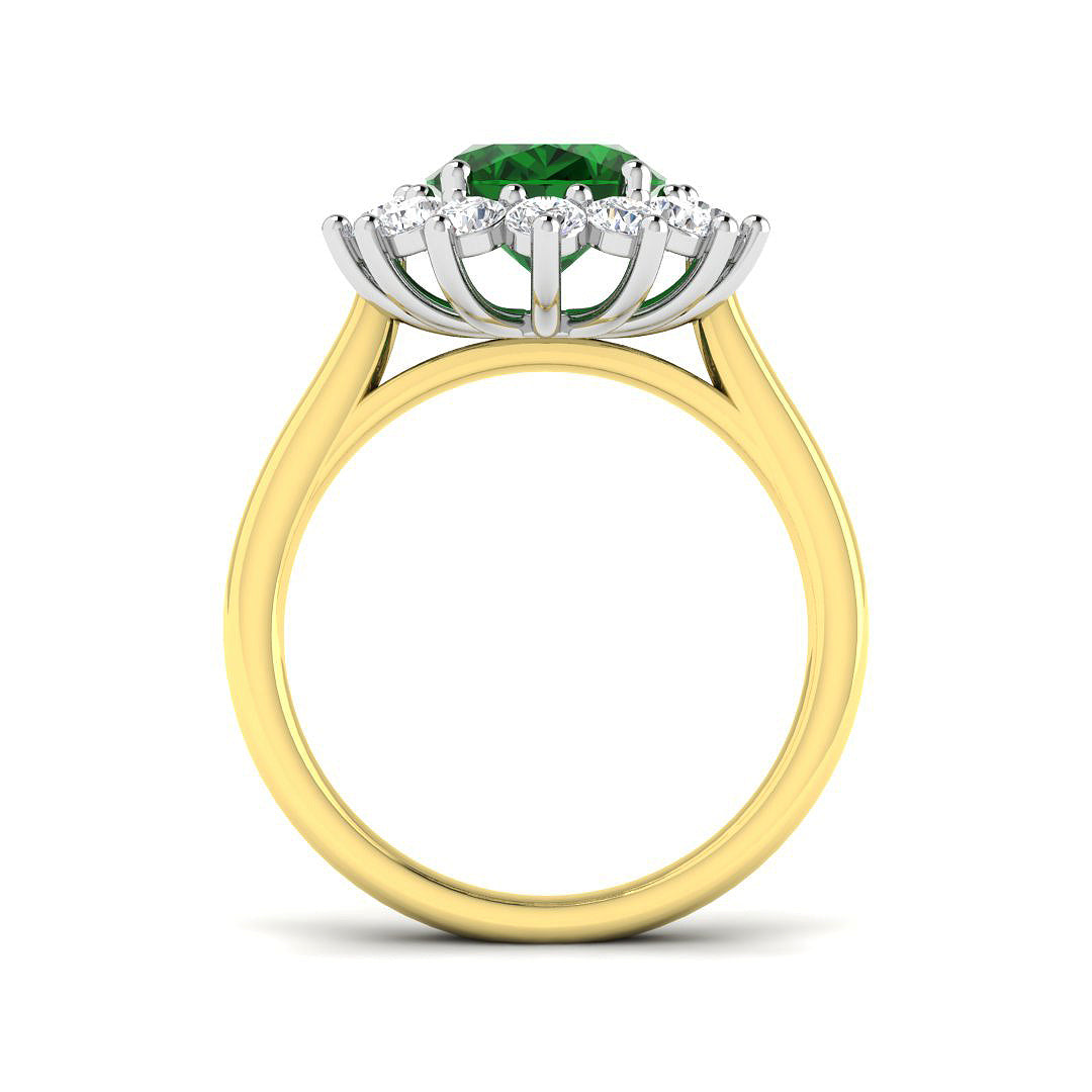9ct Two Tone Oval Emerald and Diamond Ring 2