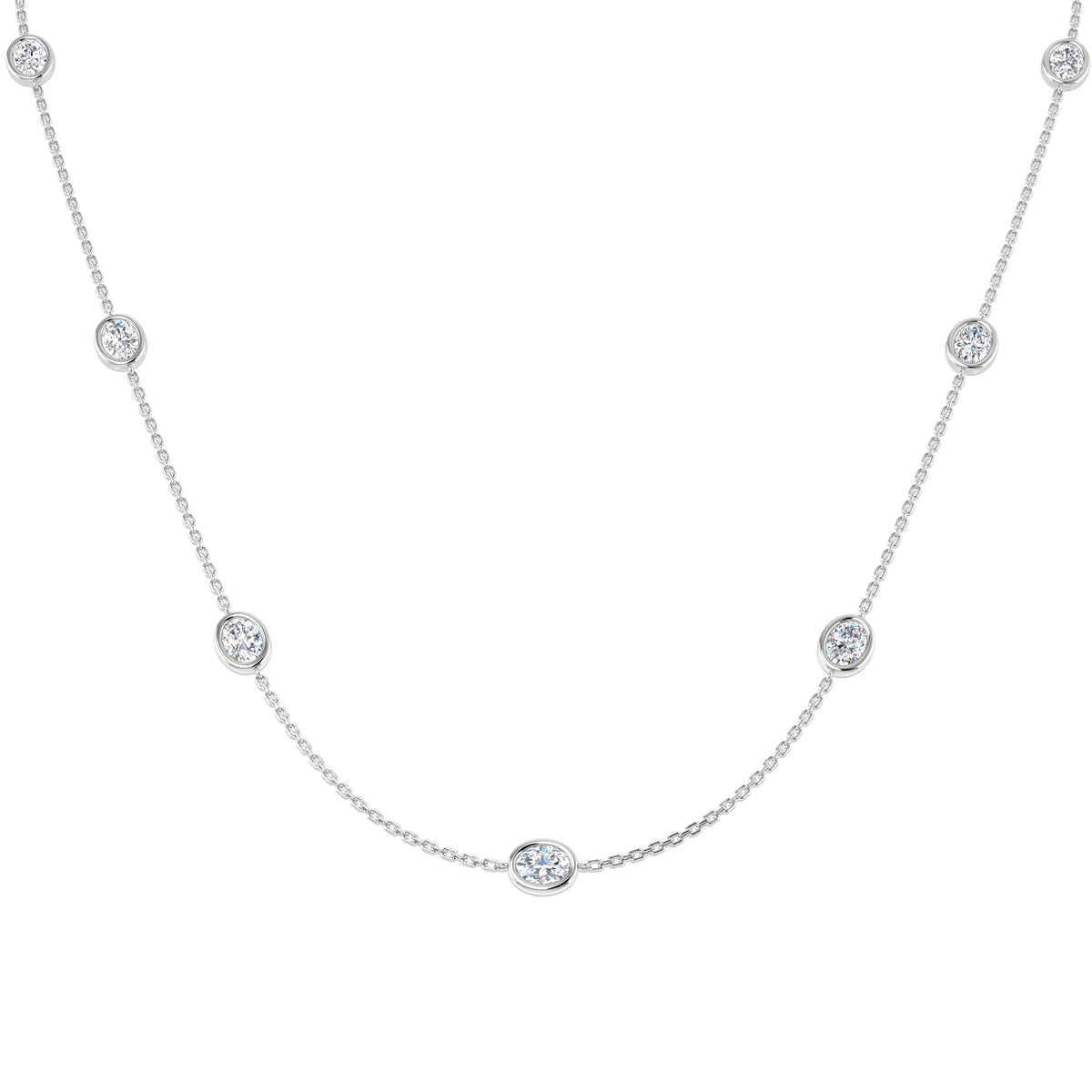 9ct White Gold Oval Lab Grown Diamond Necklace 1