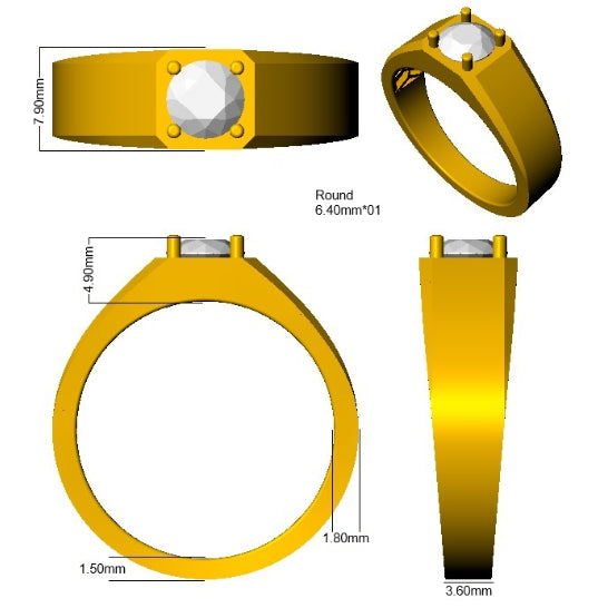 9ct Yellow Gold Round Lab Grown Diamond Ring 3