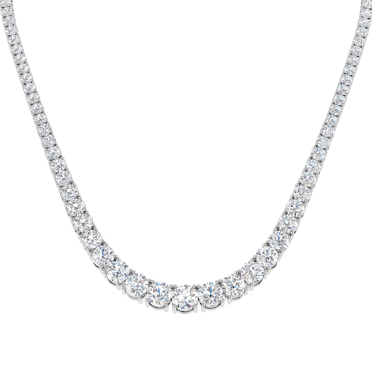 9ct White Gold Round Lab Grown Diamond Necklace 1