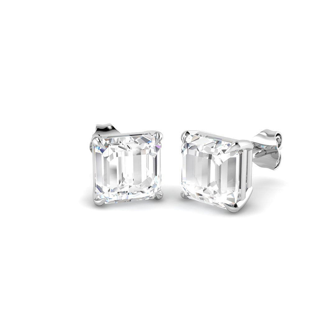 9ct White Gold Asscher Cut Lab Grown Diamond Earrings 1