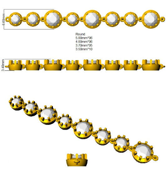 9ct Yellow Gold Round Lab Grown Diamond Bracelet 2