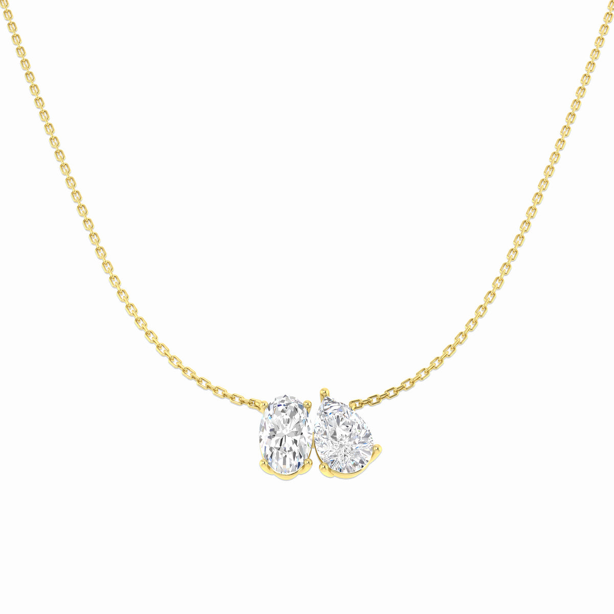 9ct Yellow Gold Oval and Pear Lab Grown Diamond Necklace 1